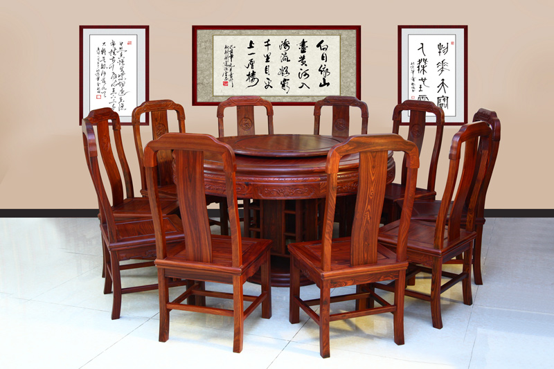 小葉紅檀·1.5米光板明式圓臺